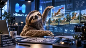 HiDream O1 Video modell és lajhár AI-videó készítési környezetben