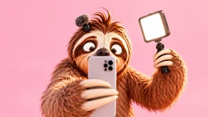 Lajhár telefonnal videót készít – videós hook típusok